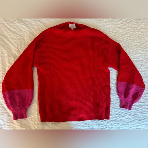 Anthropologie Sweaters - Anthropologie line and dot red and pink sweater